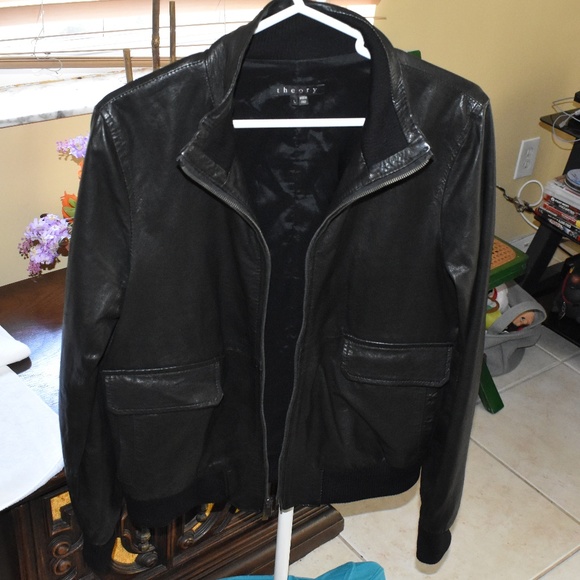 Theory Jackets & Blazers - THEORY Stunning Black Leather Jacket LIKE NEW